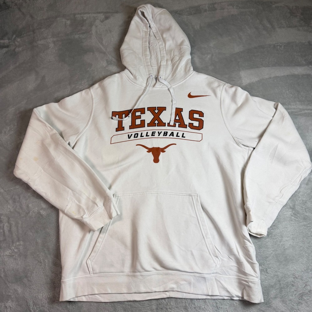 NIKE Texas Longhorns Volleyball Hoodie Adult Large White Pullover Sweatshirt